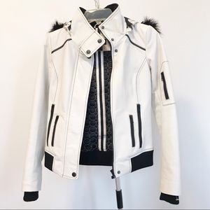 Danier Bomber White Leather Jacket (Thinsulate)